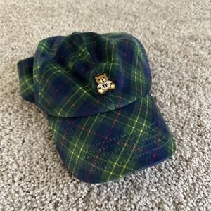 Teddy Fresh Plaid Baseball Cap Unisex OS Green Blue Tartan Bear Snapback Hat